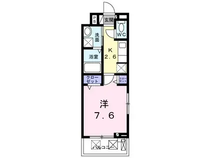 アリエッタ福室M(1K/2階)の間取り写真