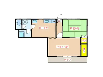 コーポサカエII(2DK/1階)の間取り写真