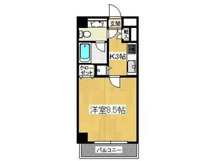 エスポワール本八幡(1K/3階)の間取り写真
