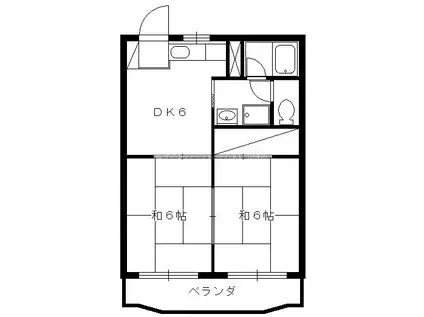 ジュネスFUJIII(2DK/2階)の間取り写真