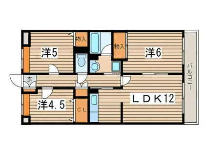 パレドエスポワール(3LDK/1階)の間取り写真