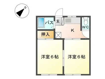 長瀬Kマンション(2K/1階)の間取り写真