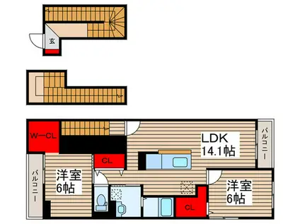 ラフォーレ古ヶ崎(2LDK/3階)の間取り写真