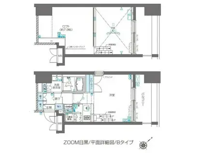 ZOOM目黒(ワンルーム/12階)の間取り写真