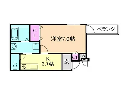 フジパレス出来島I番館(1K/1階)の間取り写真