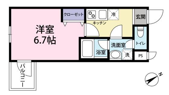 VIALE赤迫(1K/3階)の間取り写真