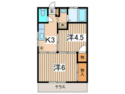 ハイツ松ノ木(2K/1階)の間取り写真