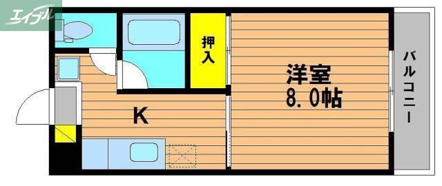 シャトレハイツ今村(1K/3階)の間取り写真