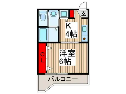 アモーレ所沢(1K/1階)の間取り写真