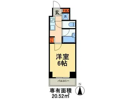 ルーブル西早稲田弐番館(1K/5階)の間取り写真