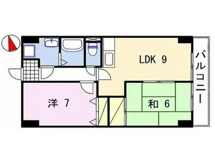オーセント飯田(2LDK/2階)の間取り写真