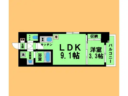 CREST TAPP大曽根II(1LDK/11階)の間取り写真