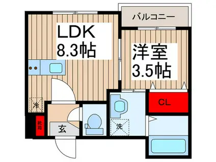 新井一丁目(1LDK/2階)の間取り写真