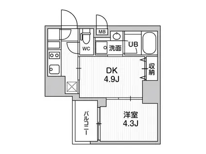 SYFORME大井町II(1DK/5階)の間取り写真