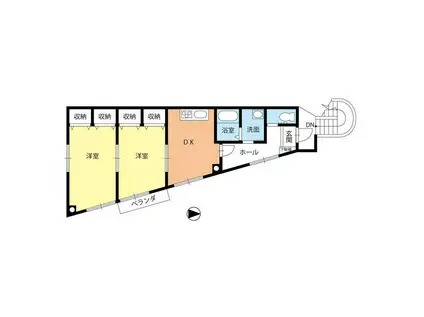 宮内ビル(2DK/3階)の間取り写真