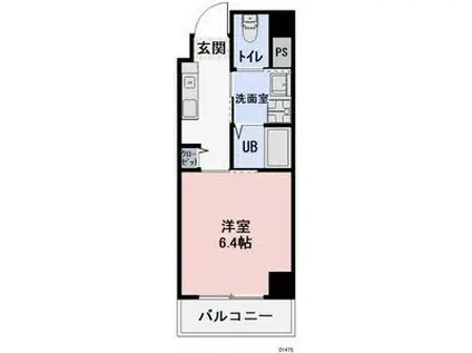 ワイズタワー新栄(1K/6階)の間取り写真