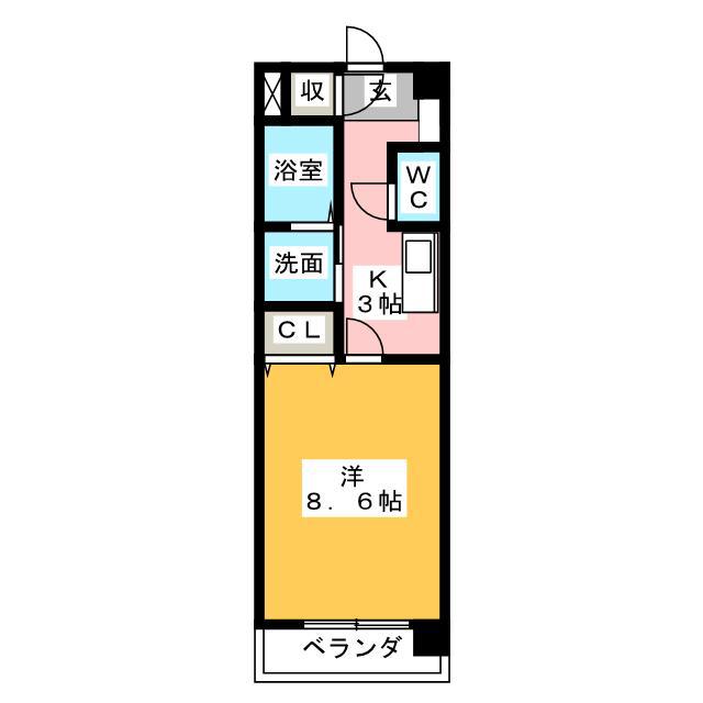 シャインパーク(1K/4階)の間取り写真