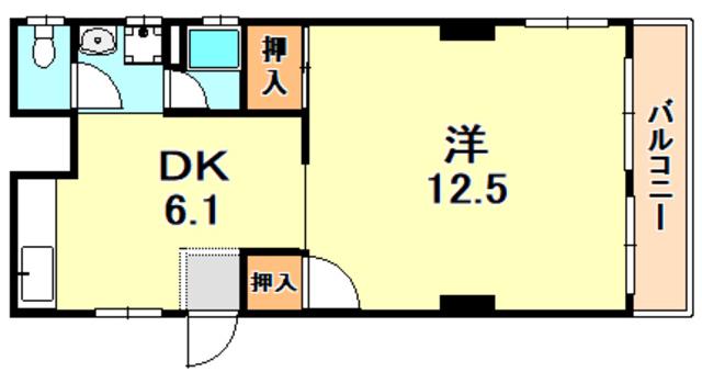 光陽ハイツ(1DK/2階)の間取り写真
