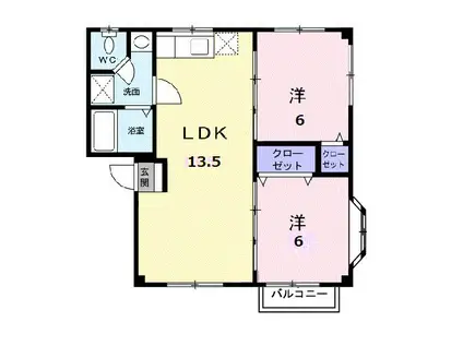 グリーンコーポ(2LDK/2階)の間取り写真