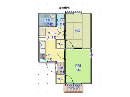 コーポさわやか(2DK/2階)の間取り写真