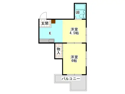 オンダレジデンス(1DK/4階)の間取り写真