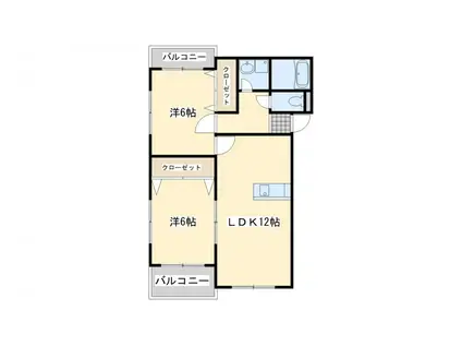 プレステージ加奈陀(2LDK/3階)の間取り写真