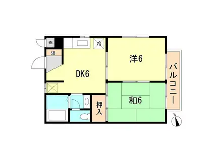 藤ハイツ(2DK/1階)の間取り写真