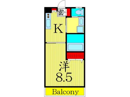 デルタ六町(1K/1階)の間取り写真