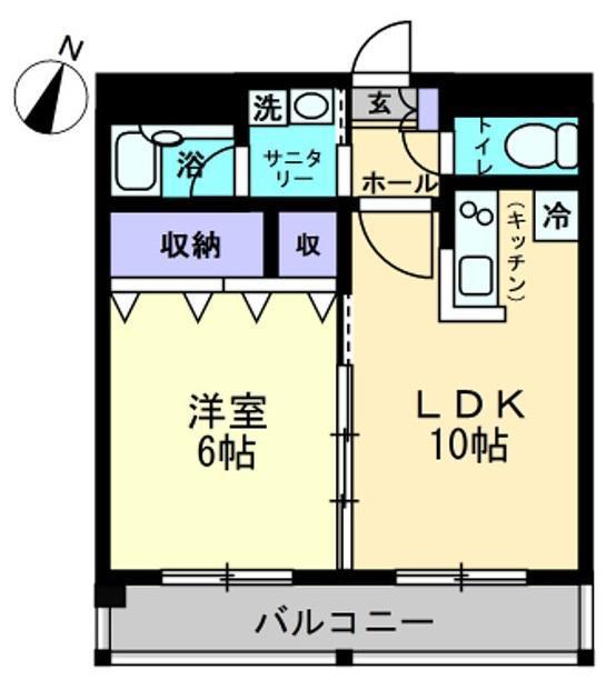 AMS4観光町(1LDK/2階)の間取り写真