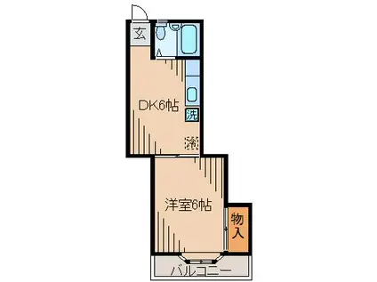 パールハイムB(1DK/2階)の間取り写真