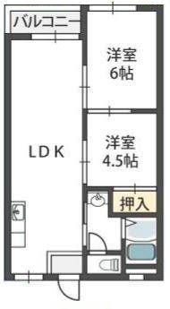 STEADY羽曳野(2LDK/1階)の間取り写真