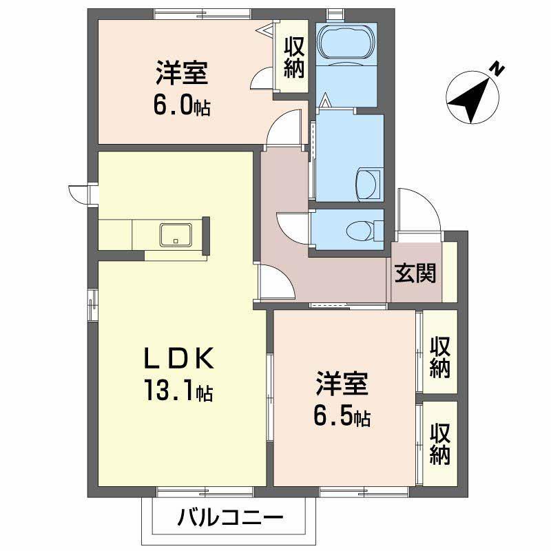 ジュネスタウン(2LDK/1階)の間取り写真