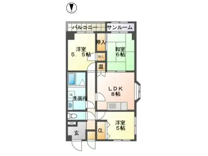 ブルク神宮寺(3LDK/3階)の間取り写真