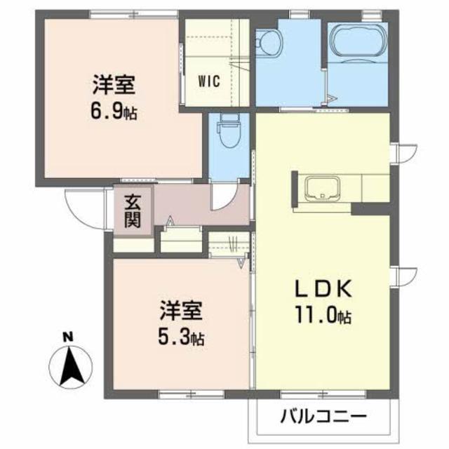 シャーメゾン堀口A(2LDK/2階)の間取り写真