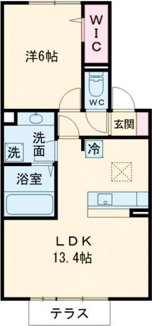 エクセルK III(1LDK/1階)の間取り写真