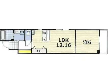 ピースウェル四条(1LDK/3階)の間取り写真