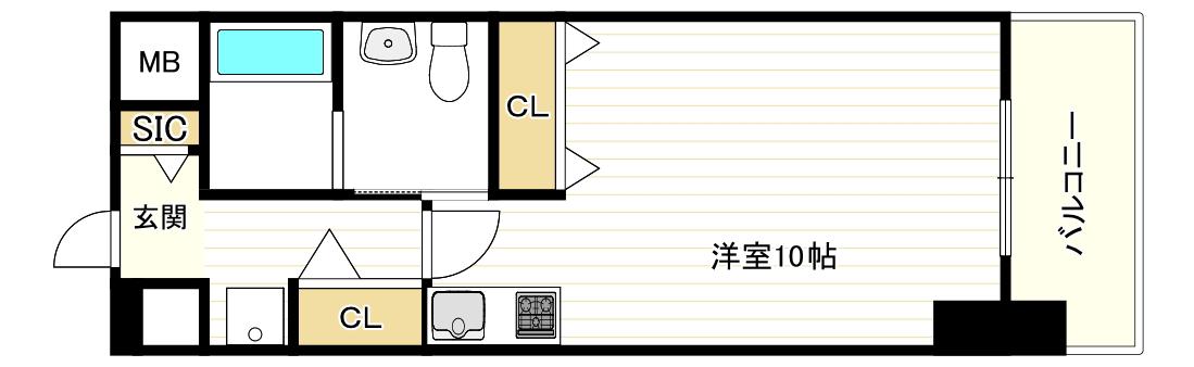 エムズコート(1K/4階)の間取り写真