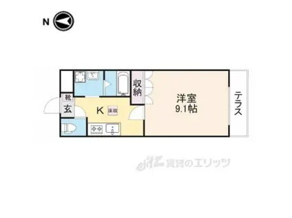 ウォーカーヒル(1K/1階)の間取り写真