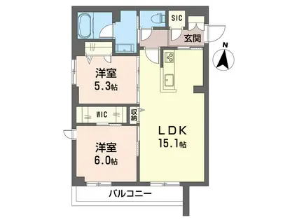 サンクチュアリ櫛引(2LDK/3階)の間取り写真