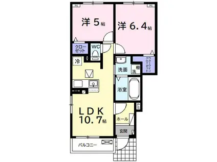 ドリーマーII(2LDK/1階)の間取り写真