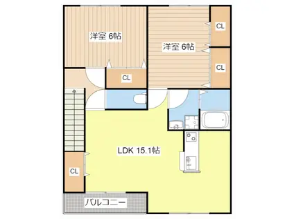 リトルアグリン(2LDK/2階)の間取り写真