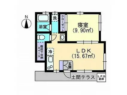 八朔ハウス(1LDK/1階)の間取り写真