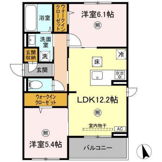 リートネージュ(2LDK/2階)の間取り写真