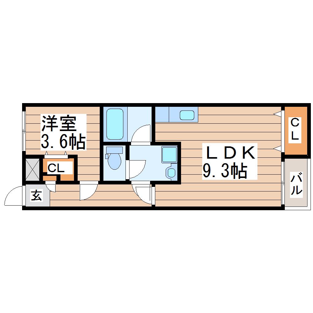 グランディア桜木(1LDK/2階)の間取り写真