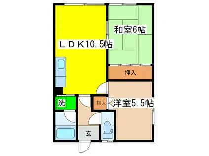 カーサ貴樹(2LDK/2階)の間取り写真