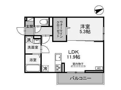 フェリーチェTAKASAKI II(1LDK/3階)の間取り写真