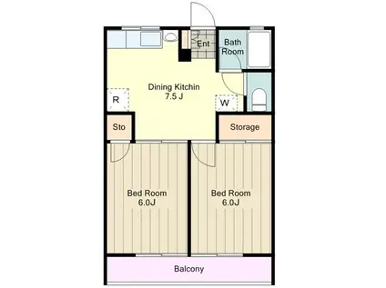 メゾンドール椚田(2DK/1階)の間取り写真