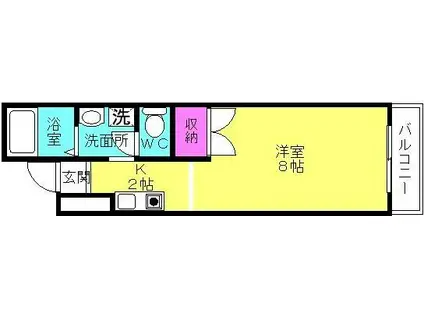 レグレスY(1K/2階)の間取り写真