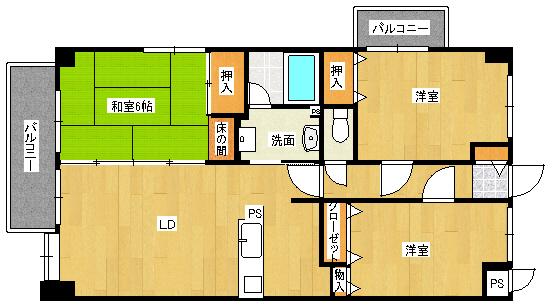 ハイブレスビル(3LDK/3階)の間取り写真
