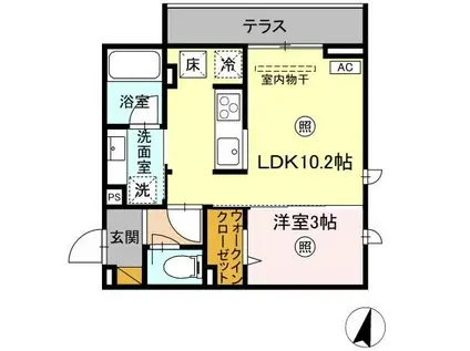 プラデーラ(1LDK/1階)の間取り写真